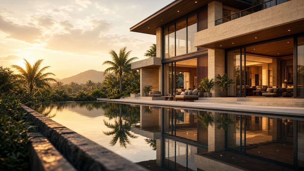 Private residence at dusk across Pune, Mumbai, and Goa